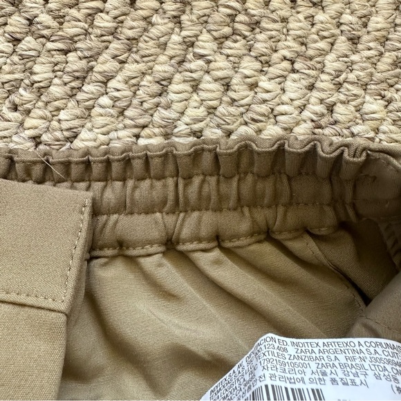 Zara men’s small pants tapered NWT tan pockets string tie waist/waist stretch - Picture 6 of 14